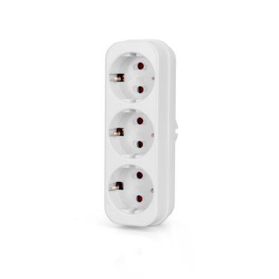 Tomada plana tripla schuko