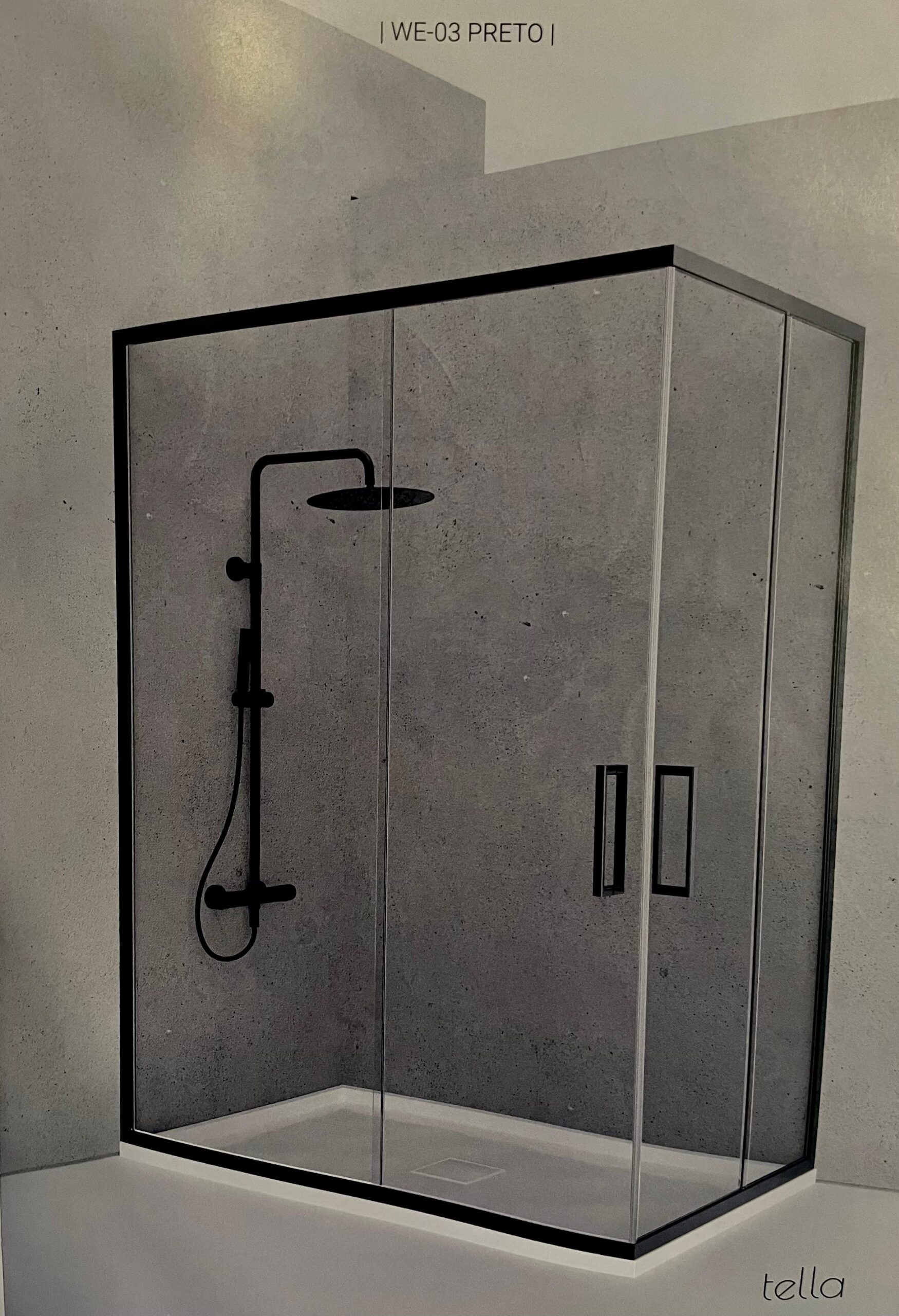 WE-03 PRETO - Resguardo de Chuveiro Angular 160x90 PAULISANI